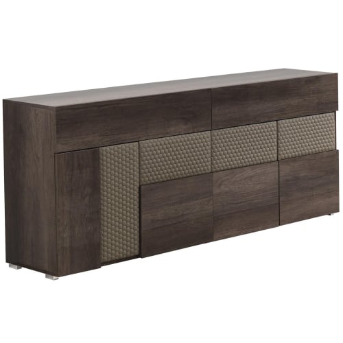 Portofino Buffet in Gloss Oak Finish & Quilted Beige Eco Leather